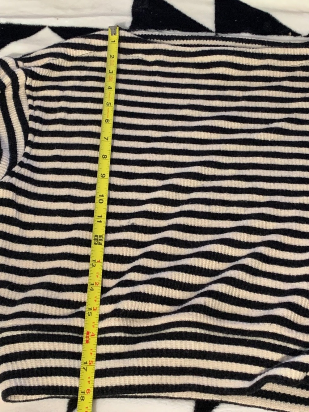 Madewell Boatneck Drop Shoulder Striped Knit Top Black Ivory Size Small - Picture 7 of 8